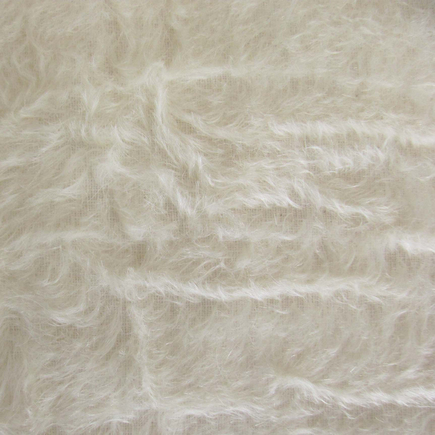 1/6 yd 300S/C White INTERCAL 1/2" Ultra-Sparse Curly S-Finish Mohair Fur Fabric