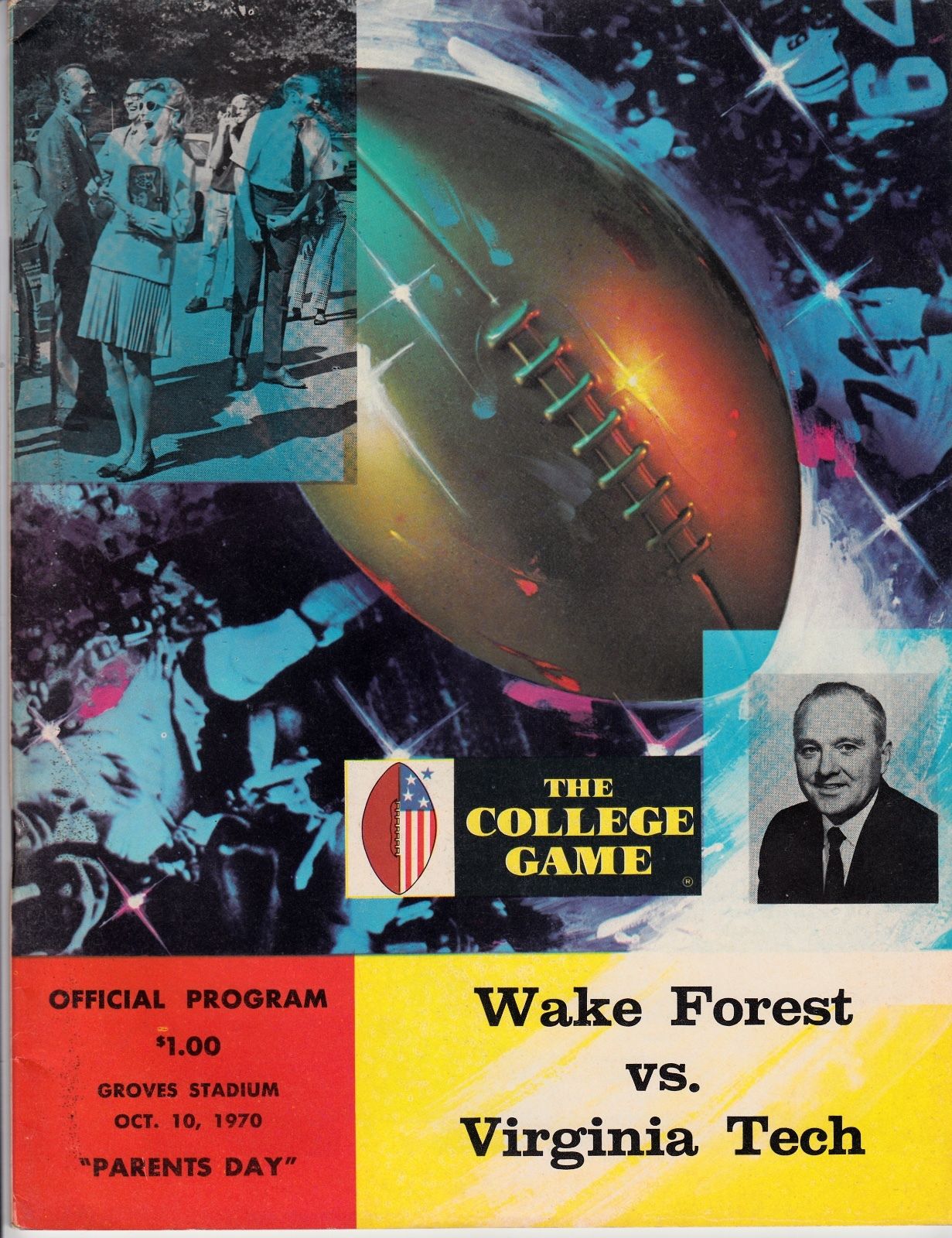 Virginia Tech at Wake Forest football game program October 10, 1970