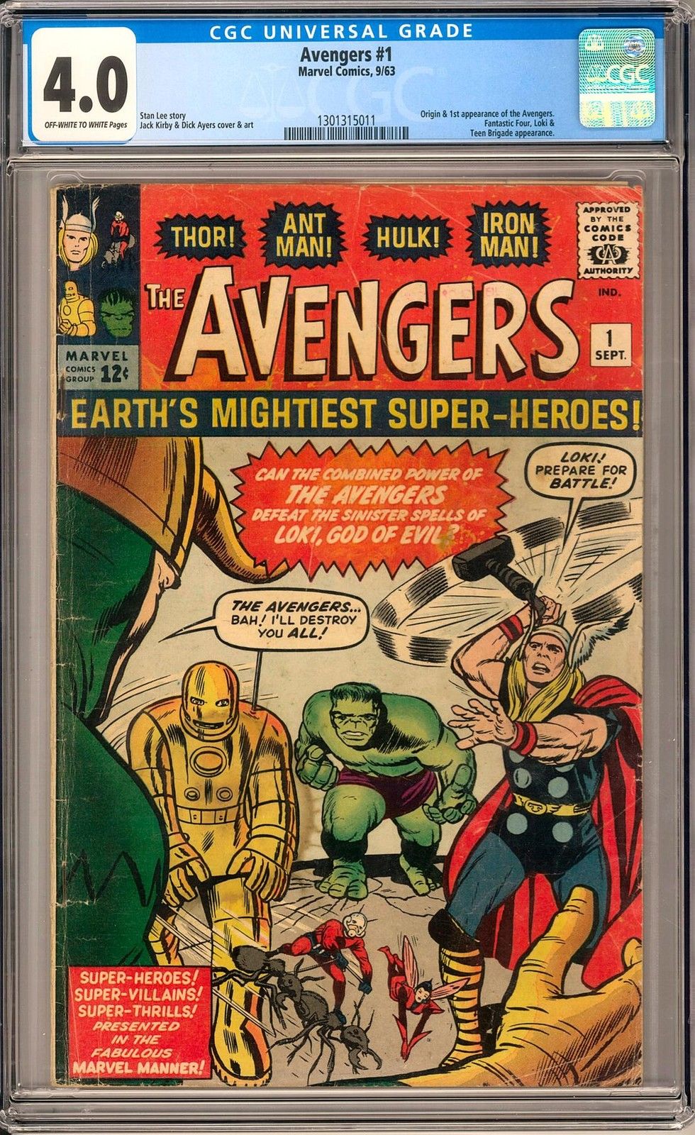 Avengers #1 CGC 4.0 (OW-W) Origin & 1st Appearance of the Avengers