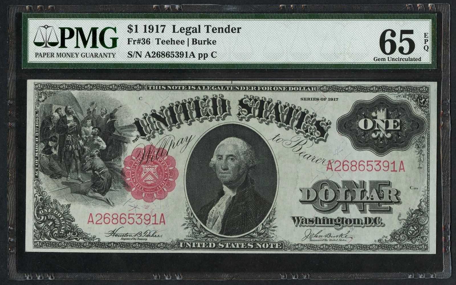 FR36 $1 1917 LEGAL TENDER PMG 65 EPQ GEM UNC HW2117