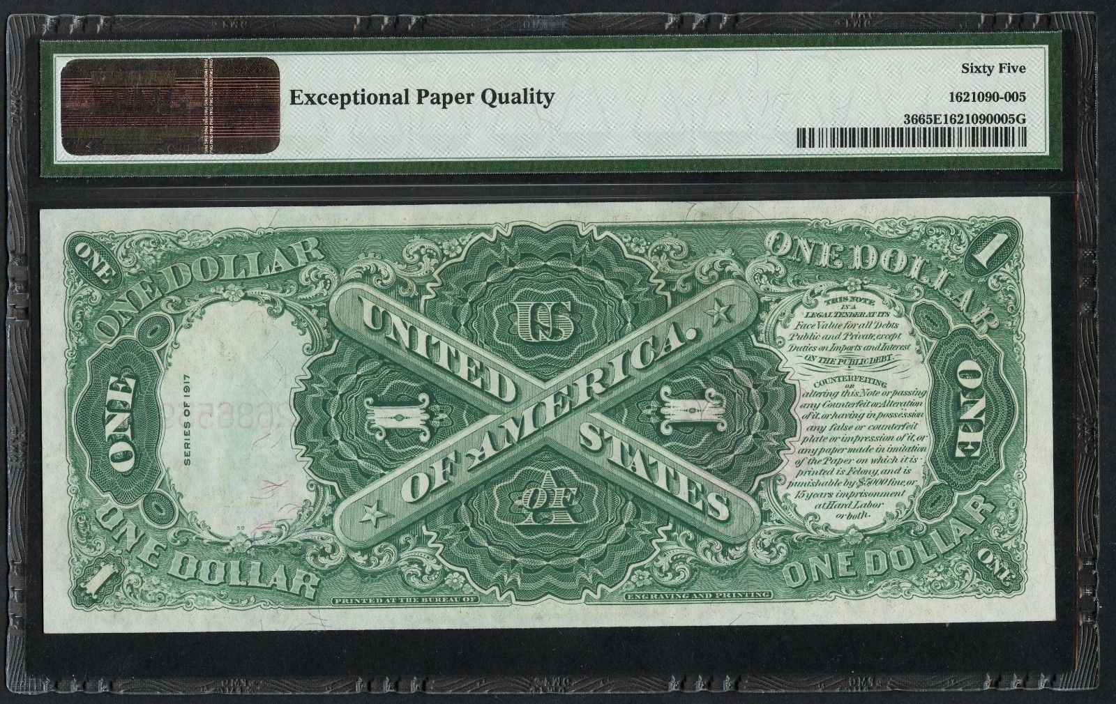 FR36 $1 1917 LEGAL TENDER PMG 65 EPQ GEM UNC HW2117