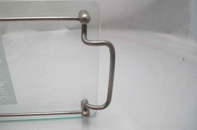 VINTAGE ART DECO GLASS METAL  GALLEON COCKTAIL TRAY