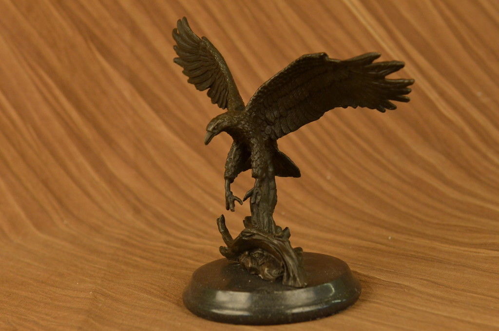 Signed Barye Flying American Eagle Art Deco Bronze Sculpture Statue Figurine NR