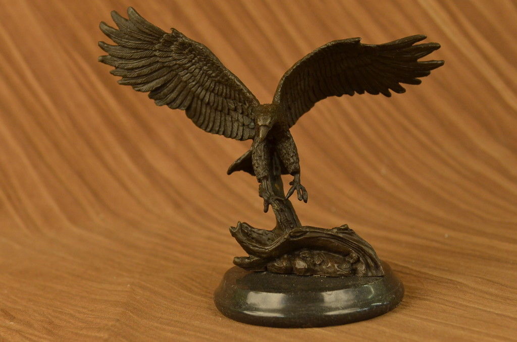 Signed Barye Flying American Eagle Art Deco Bronze Sculpture Statue Figurine NR