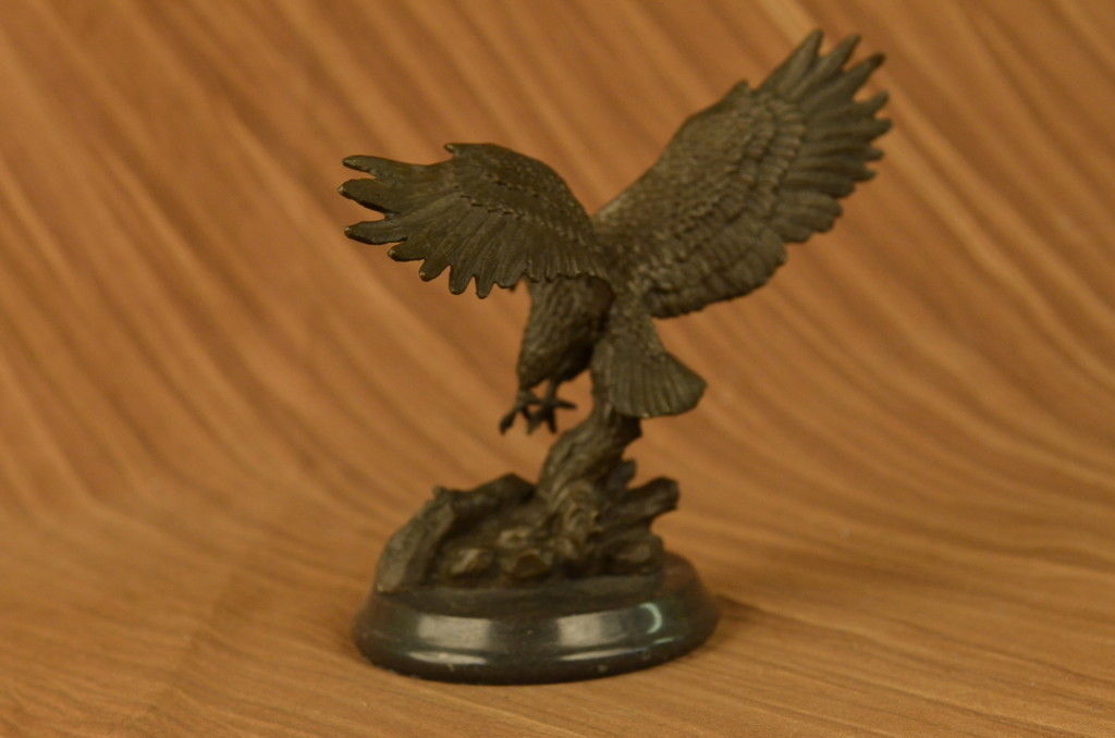 Signed Barye Flying American Eagle Art Deco Bronze Sculpture Statue Figurine NR