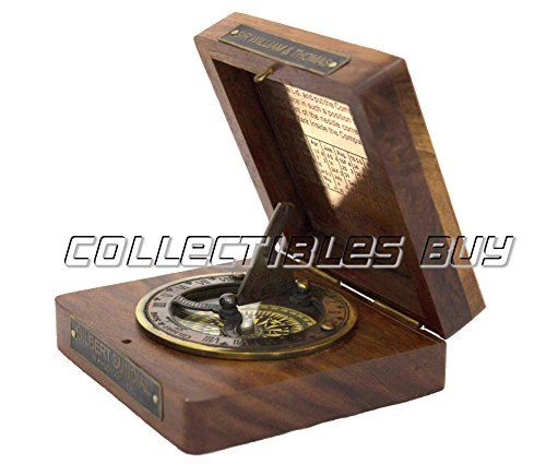 Vintage Marine Gilbert Sundial Compass Vintage Decorative Wooden Box Instrument