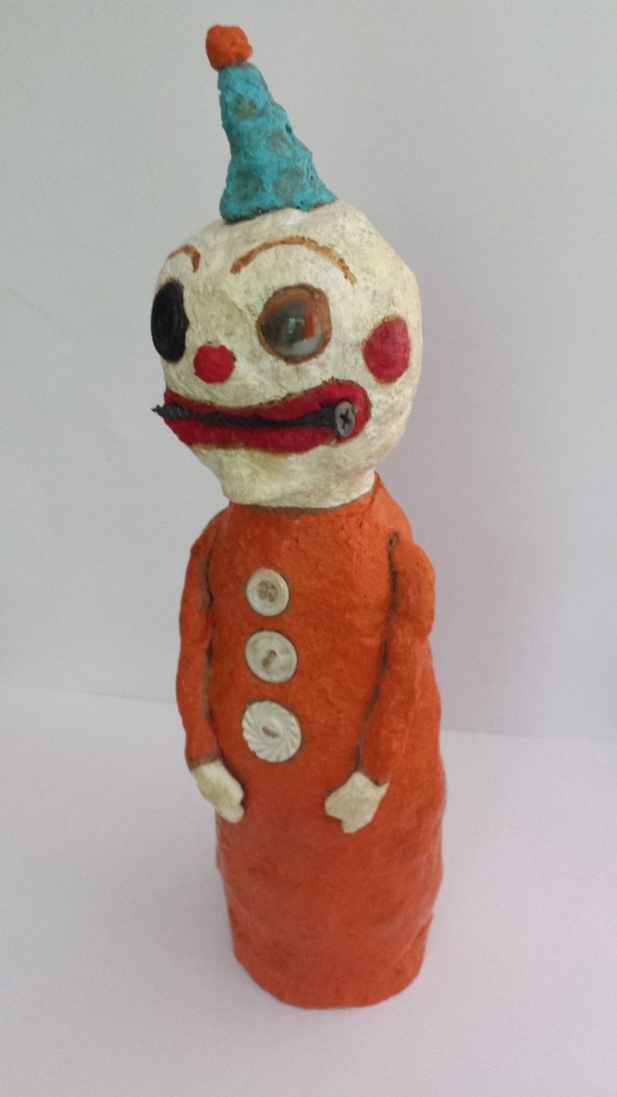 Creepy Spooky Clown Halloween Folk Art Outsider Art Doll Lost Your Marbles