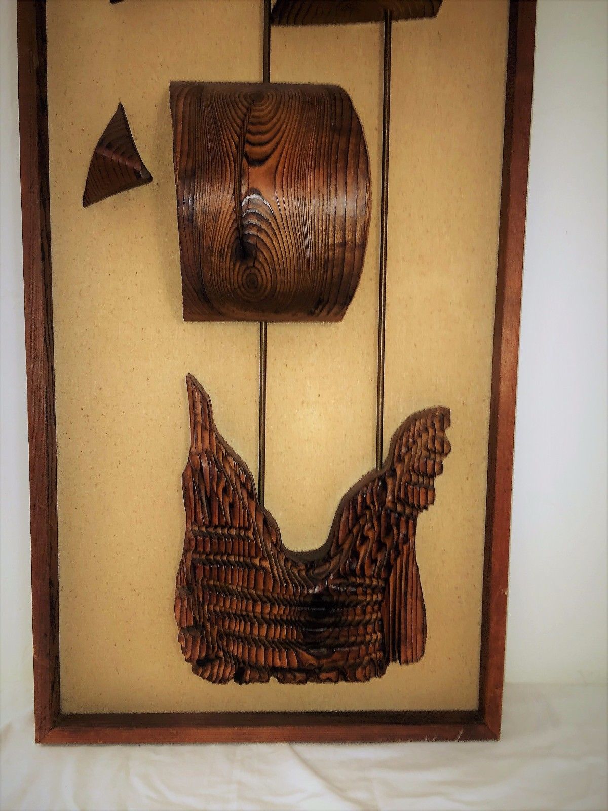 WITCO Brutalist Mid Century Carved 3D Viking Ship Vertical Wall Art 48"