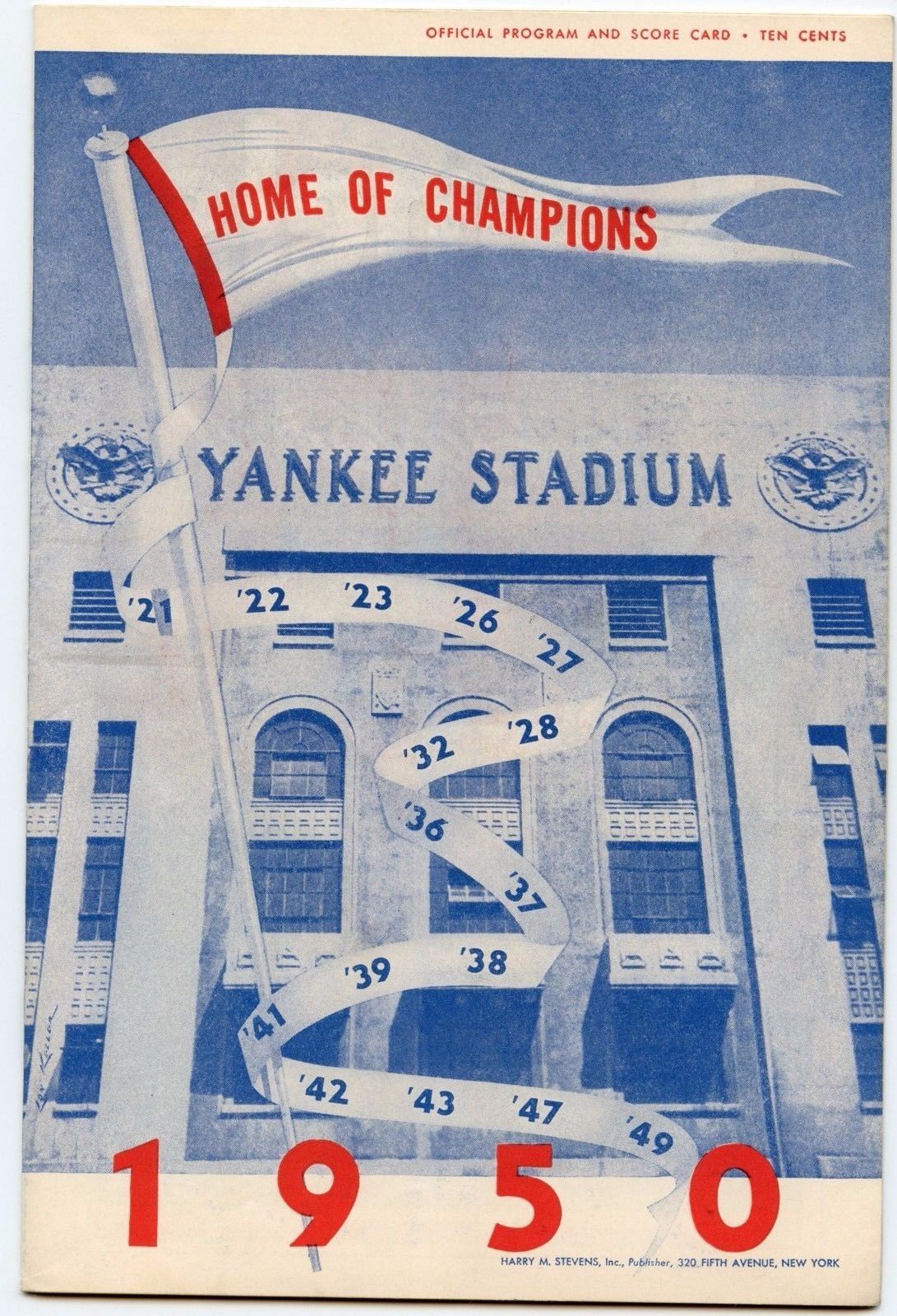1950 Cleveland Indians vs New York Yankees Official Program