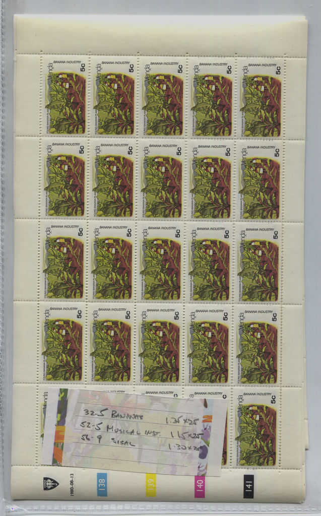 Venda / South Africa 5 Different Sets in MNH Sheets of 25 CV $157