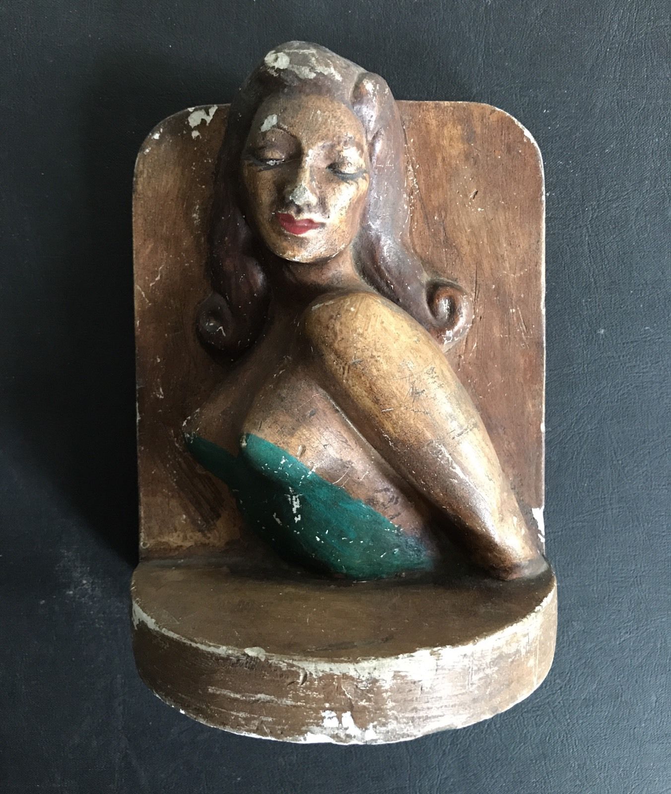 C. 1940s Vintage Girlie Bookend Pin-Up