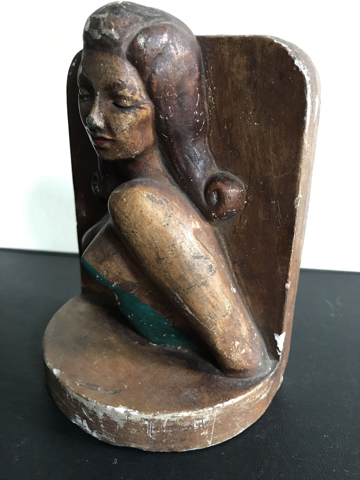 C. 1940s Vintage Girlie Bookend Pin-Up