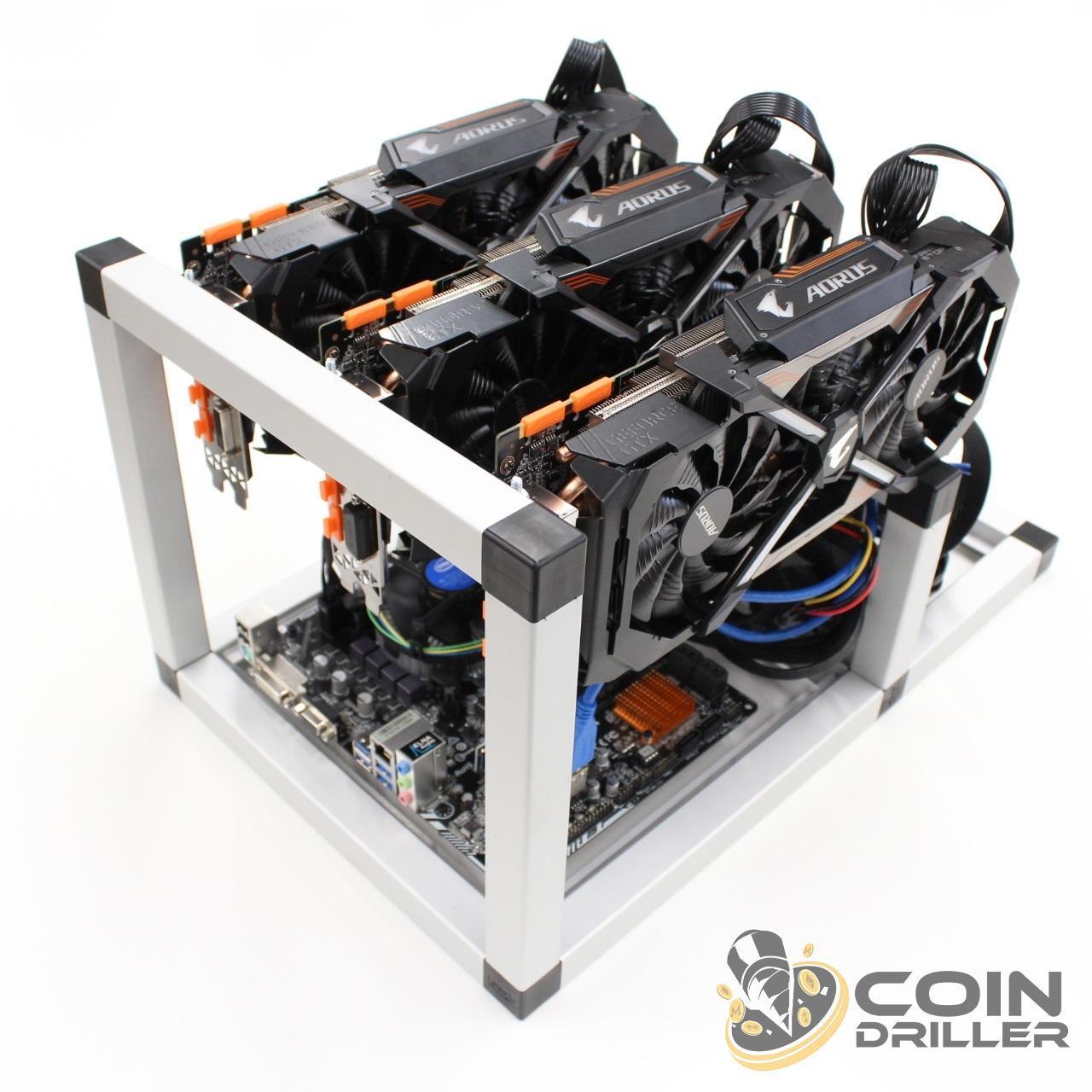 CoinDriller Zcash GPU Mining Rig 2250 Sol/s 120 MH/s 3x GTX1080TI Crypto Miner