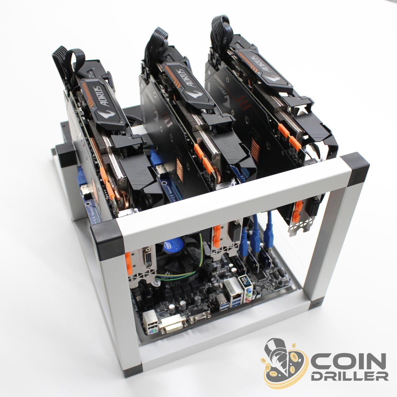 CoinDriller Zcash GPU Mining Rig 2250 Sol/s 120 MH/s 3x GTX1080TI Crypto Miner