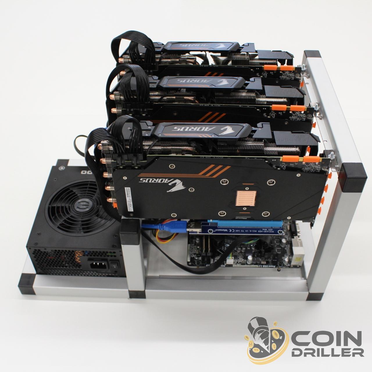 CoinDriller Zcash GPU Mining Rig 2250 Sol/s 120 MH/s 3x GTX1080TI Crypto Miner