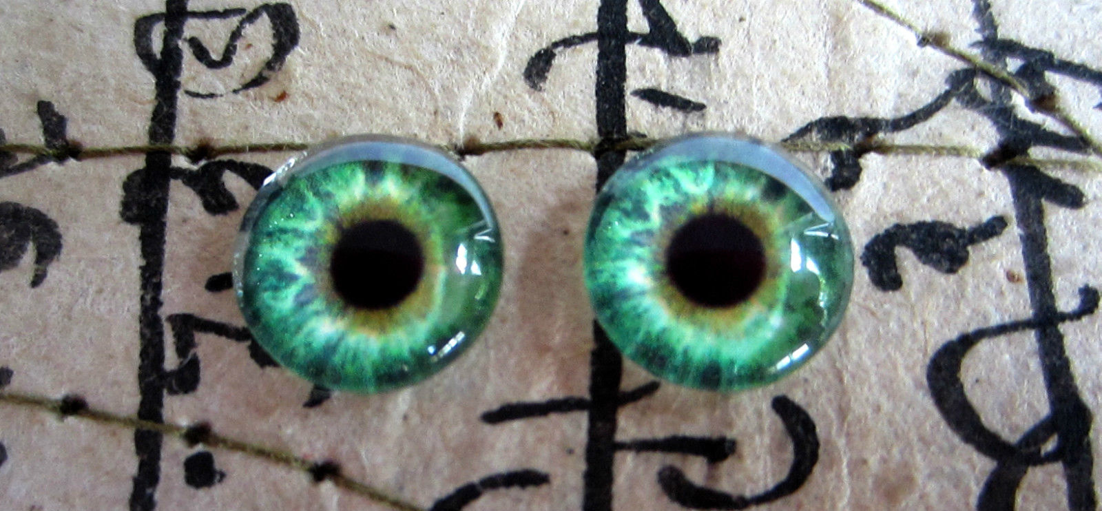 Taxidermy Glass Dragon, Doll, Teddy Eyes, Human Green 10mm, 14mm, 16mm