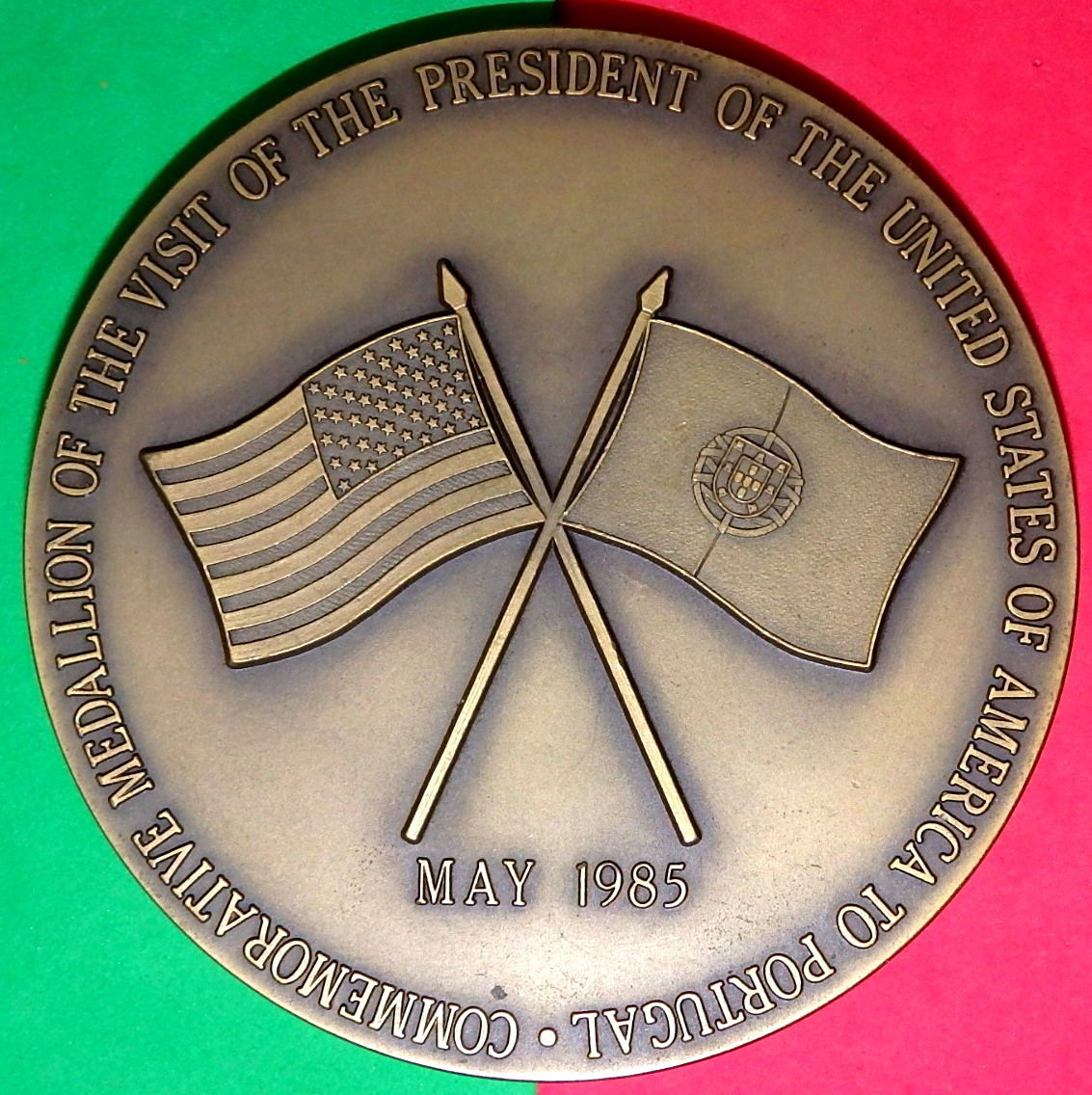 U.S.A. PRESIDENT / RONALD REAGAN / VISIT TO PORTUGAL / BRONZE MEDAL BY ANTUNES