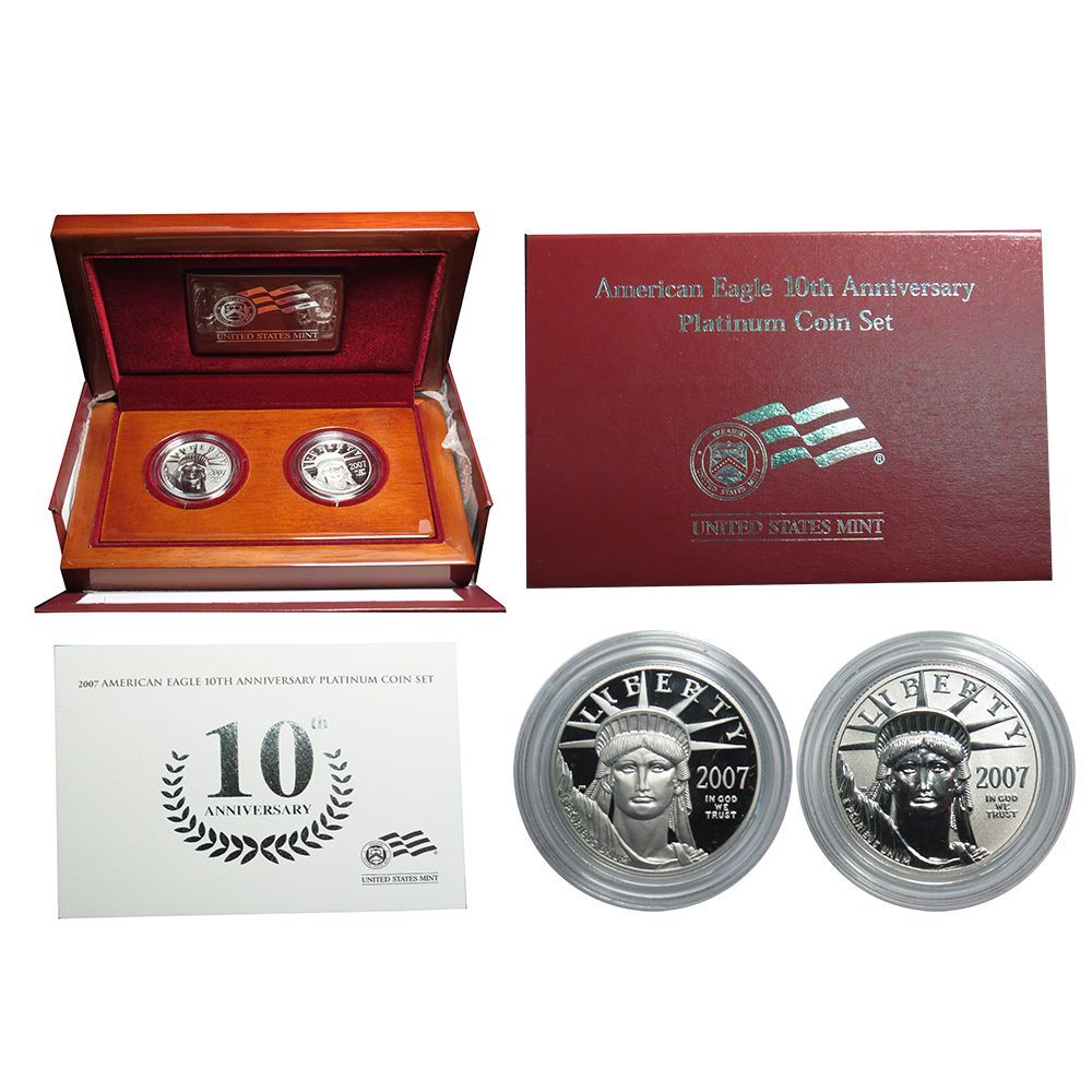 2007-W Proof $50 American Platinum Eagle 2 Coin Set Box OGP & COA