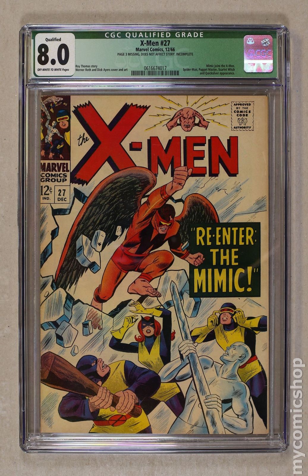 Uncanny X-Men (1963 1st Series) #27 CGC 8.0 QUALIFIED 0616674017