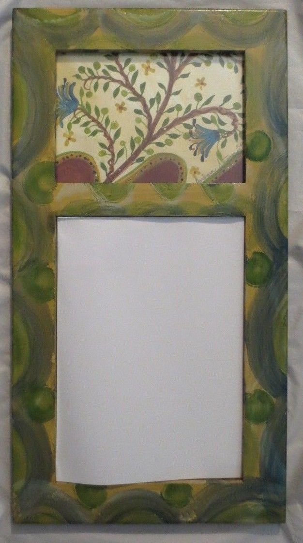 BARBARA STRAWSER PAINTED MIRROR Signed & Dated 2003  (18")