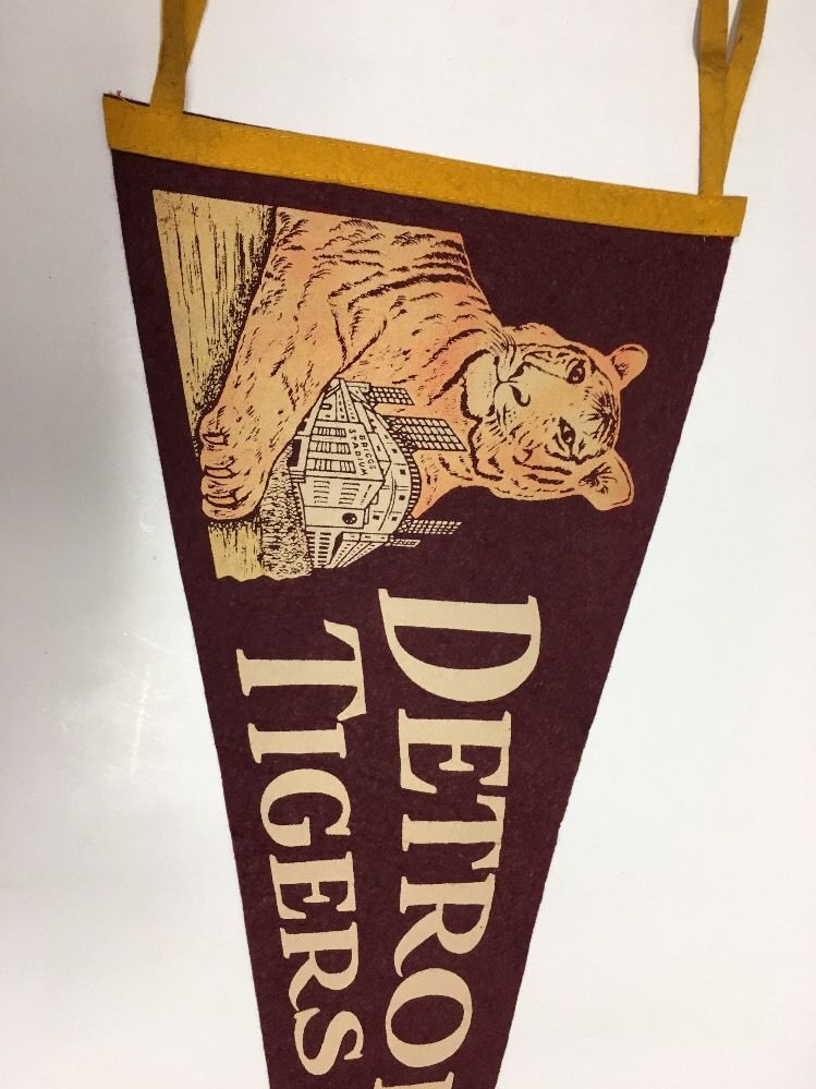 1950's Detroit Tigers Pennant Mlb Baseball Michigan Briggs  Vintage 11.5x28.5