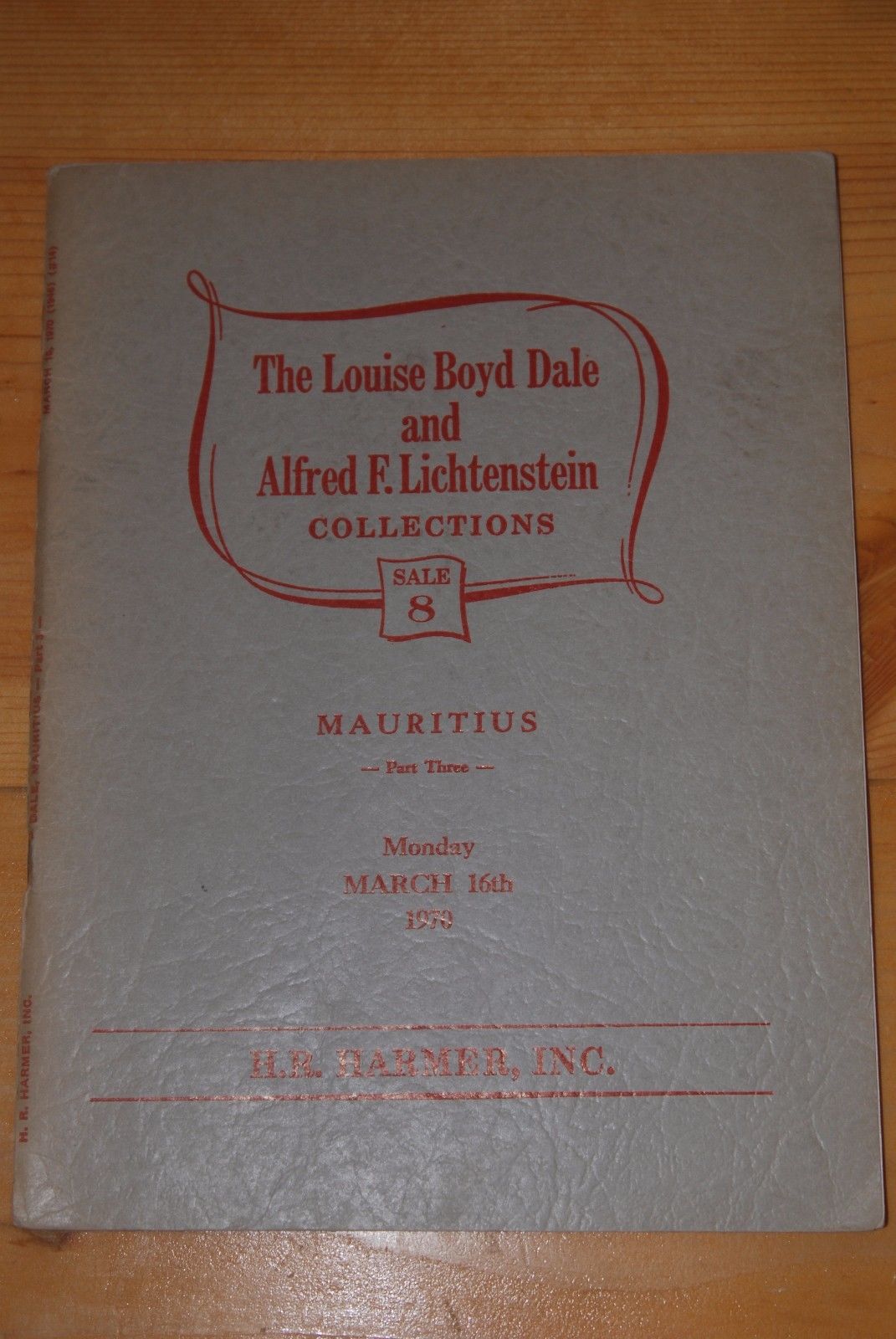 Weeda Literature: Dale/Lichtenstein Collection Sale 8, 1970 Mauritius auction PR