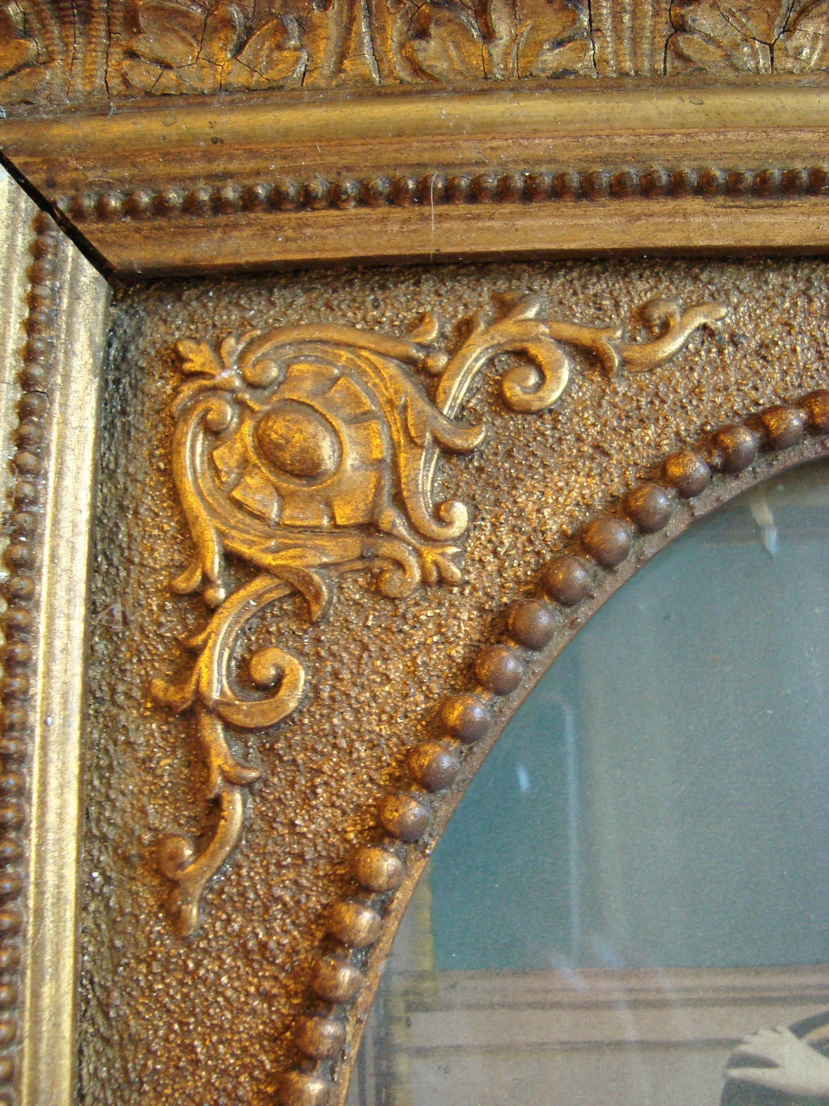 BEAUTIFUL ANTIQUE FRENCH WOOD PICTURE FRAME FRAMED PRINT CIRCA 1900 WOODEN