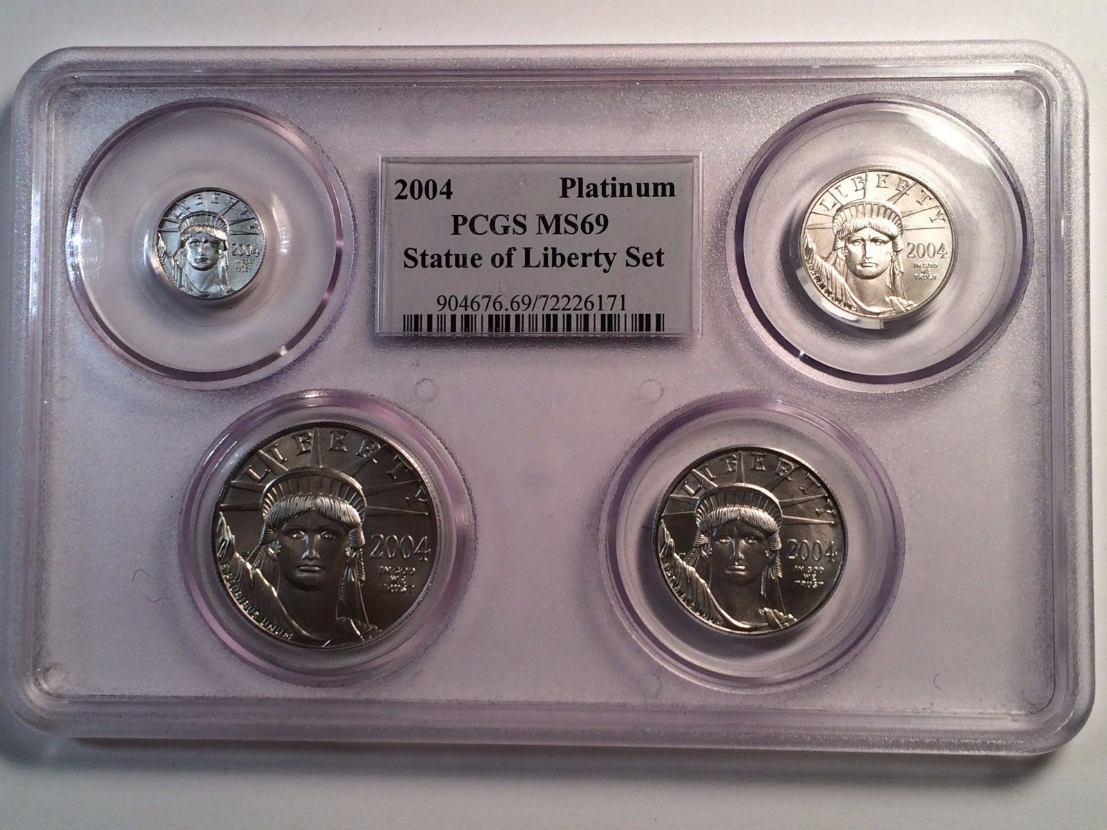 2004 Uncirculated Platinum American Eagle 4 Coin Set PCGS MS69 $100 $50 $25 $10