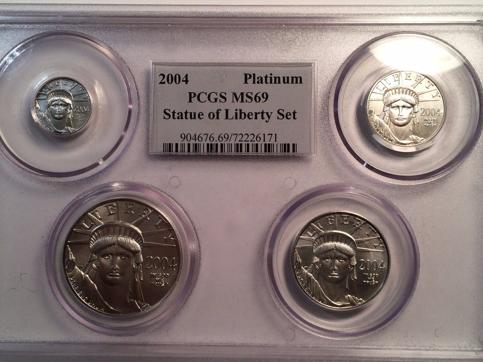 2004 Uncirculated Platinum American Eagle 4 Coin Set PCGS MS69 $100 $50 $25 $10