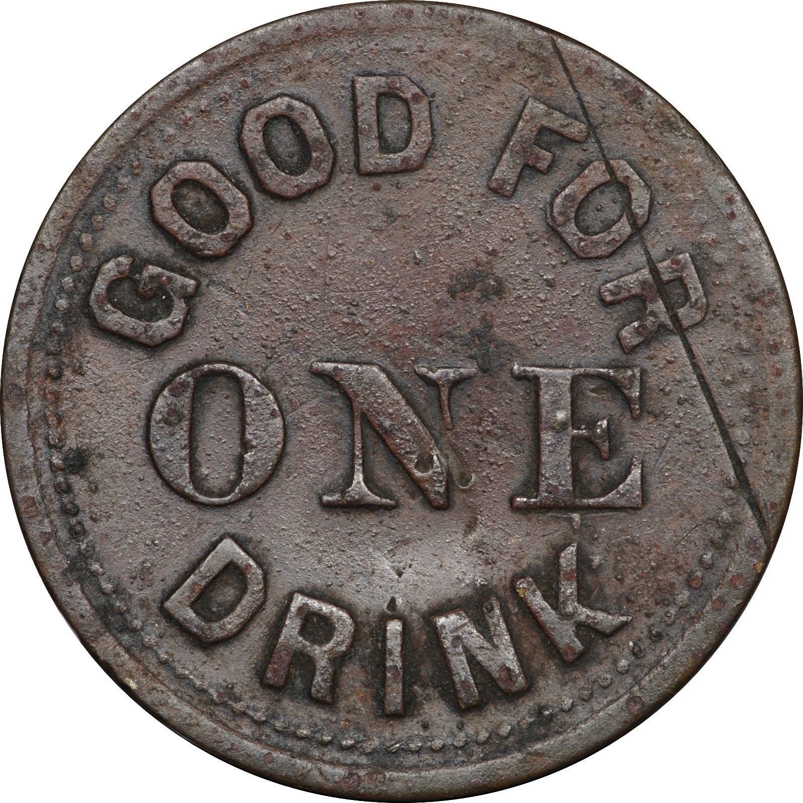 Rare Ghost Town of Newville, California Trade Token, T. Morgan, Good for 1 Drink