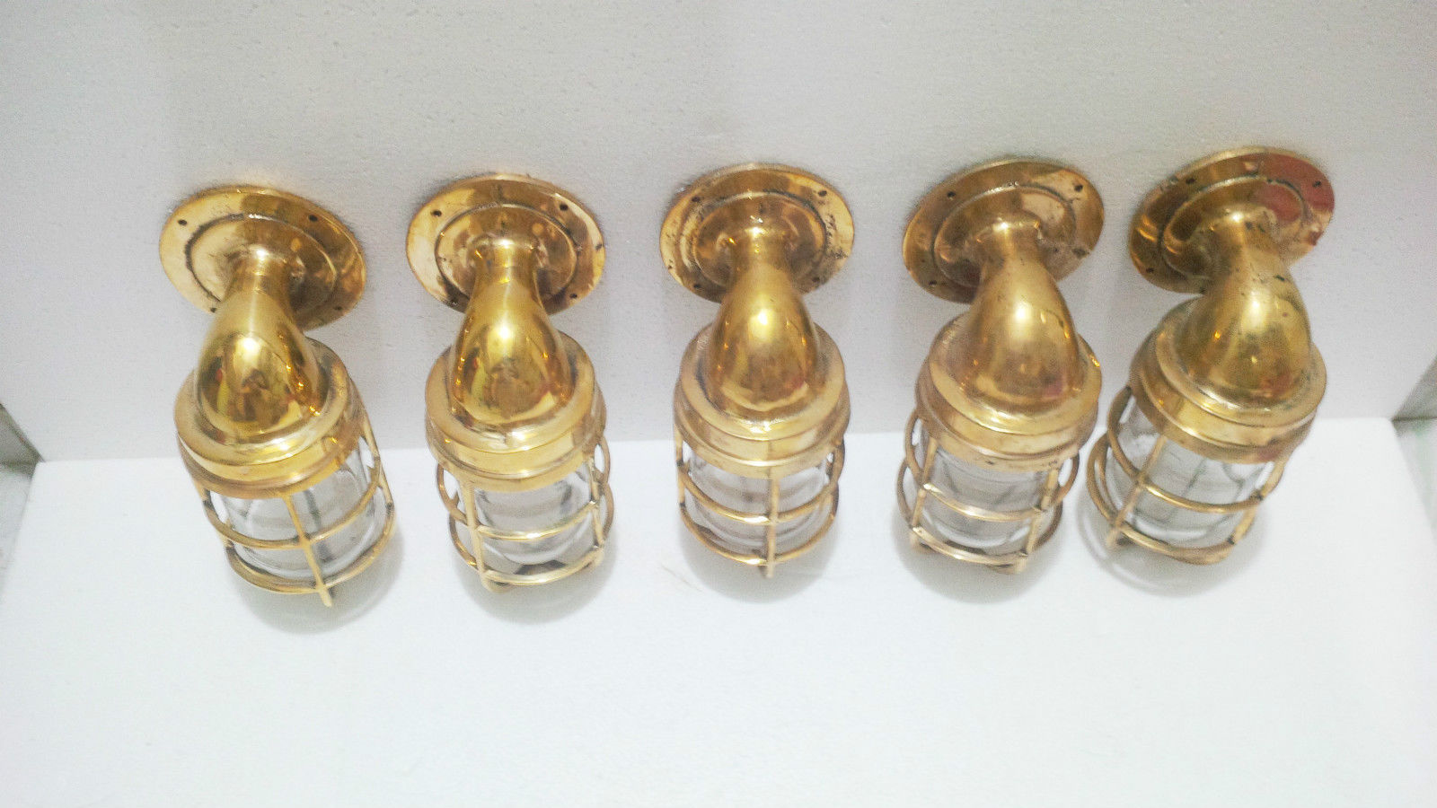 NAUTICAL MARINE SHIP BRASS  PASSAGE WALL MOUND LIGHTS New 5 pc