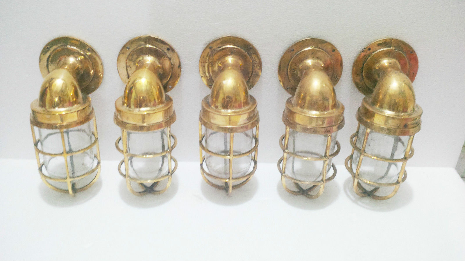 NAUTICAL MARINE SHIP BRASS  PASSAGE WALL MOUND LIGHTS New 5 pc