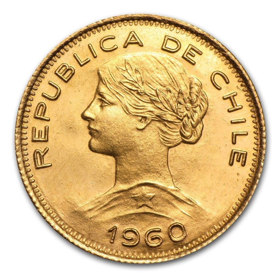 1926-1980 Chile Gold 100 Pesos AU (Random) - SKU #45514