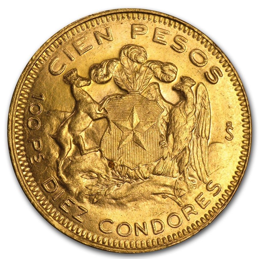 1926-1980 Chile Gold 100 Pesos AU (Random) - SKU #45514