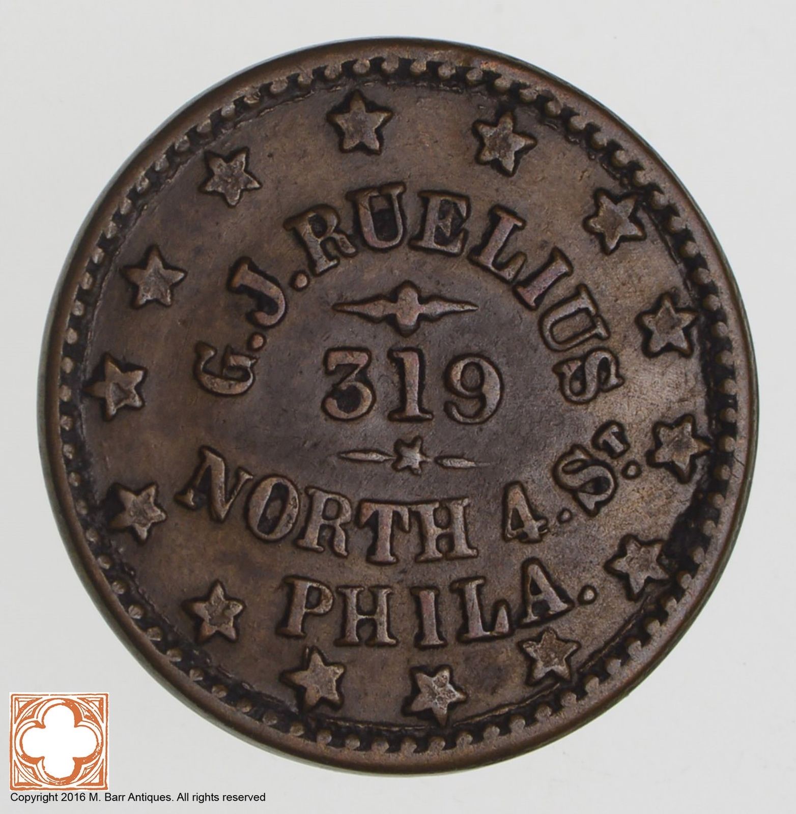 1863 Philadelphia City Hotel Civil War Token *6742