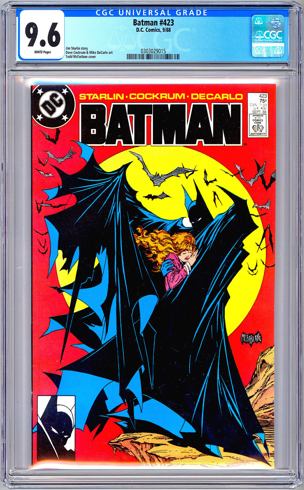 BATMAN #423 CGC 9.6 RARE/HTF TODD MCFARLANE COVER LTD DC RUN 1ST PTG 1988