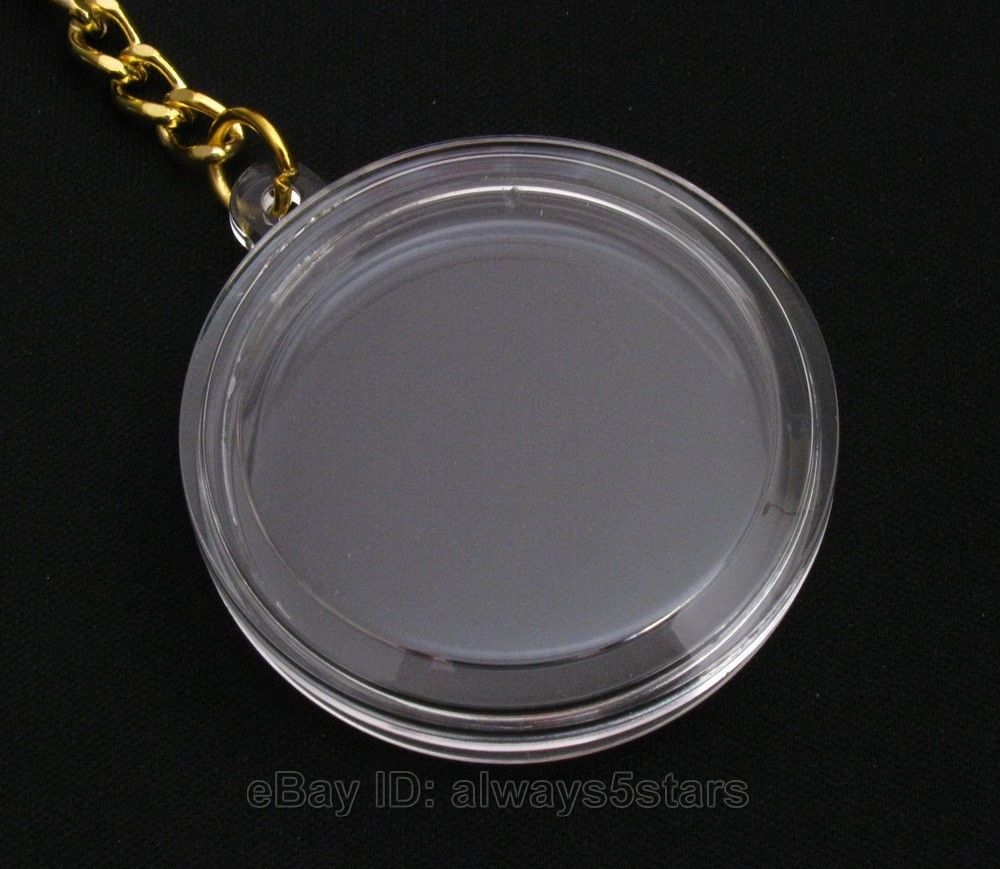 High-transparent Acrylic Capsule+24k Gold Keyring Keychain Holder For 40mm Coin