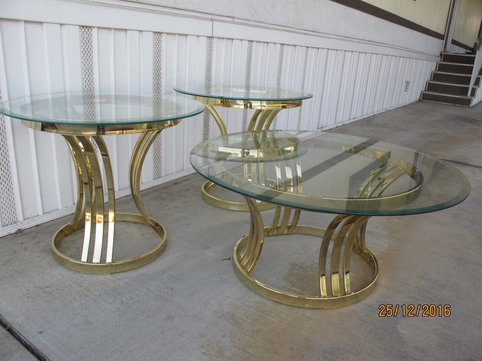 Mid Century Hollywood Regency Pair Brass End Tables Baughman Era Swank