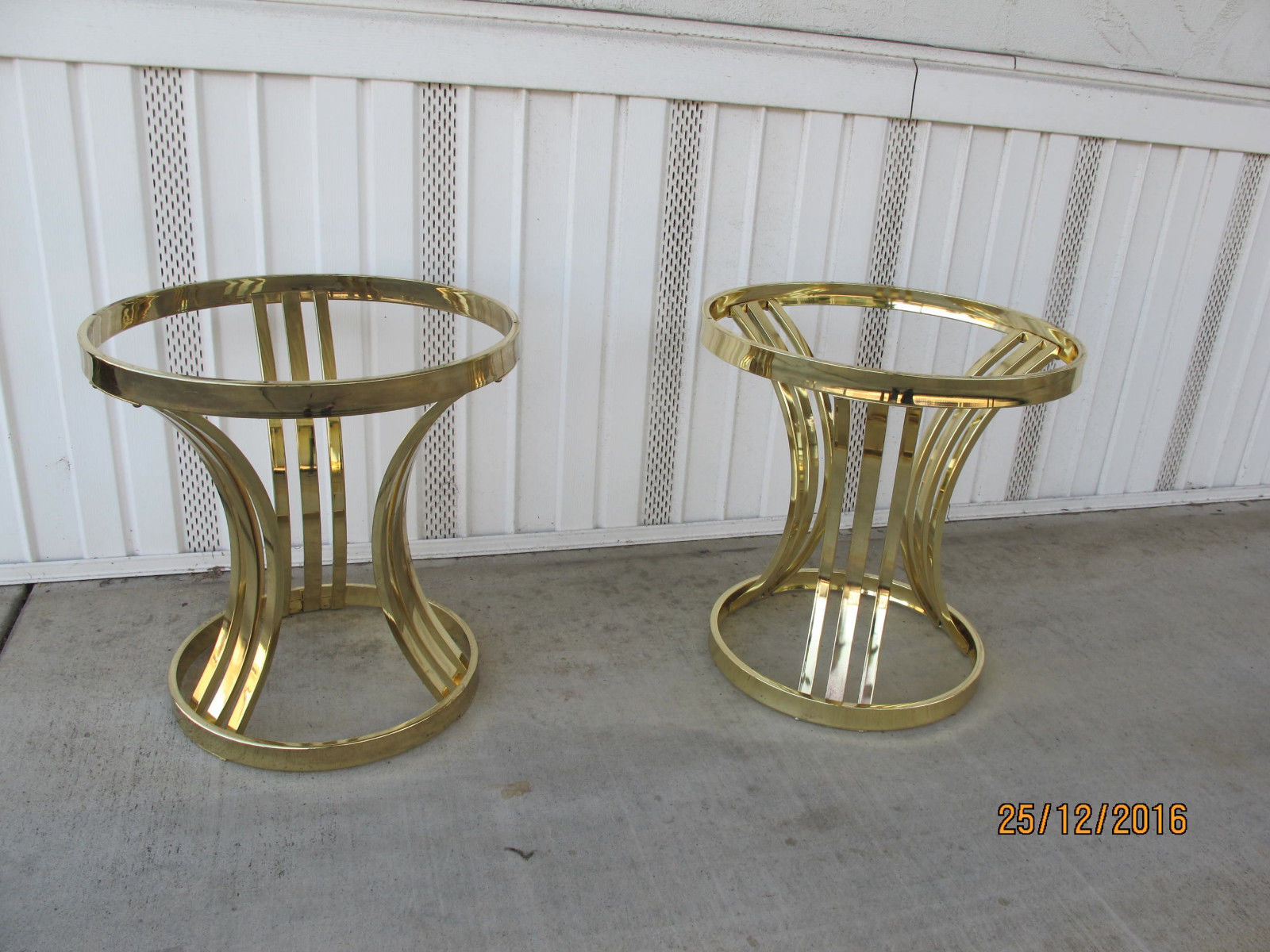 Mid Century Hollywood Regency Pair Brass End Tables Baughman Era Swank