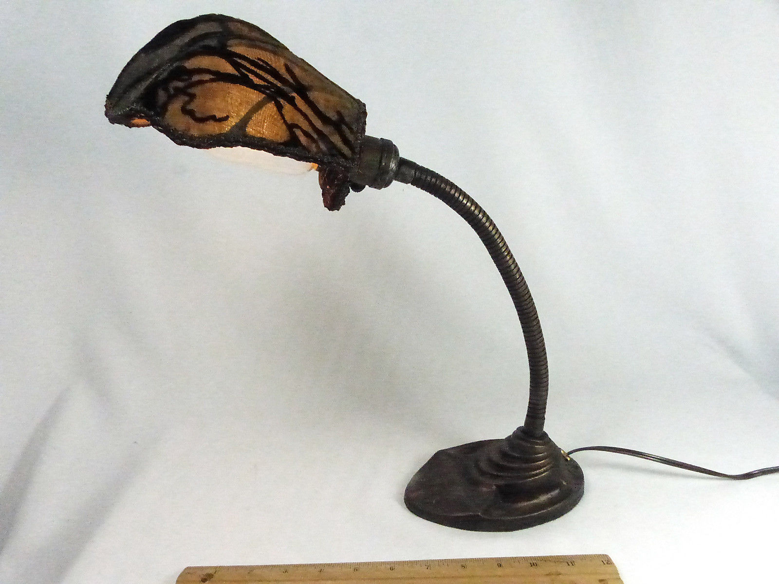 Table Desk Lamp Antique Art Deco Cast Metal 1920s Shade Custom Judi's Lampshades