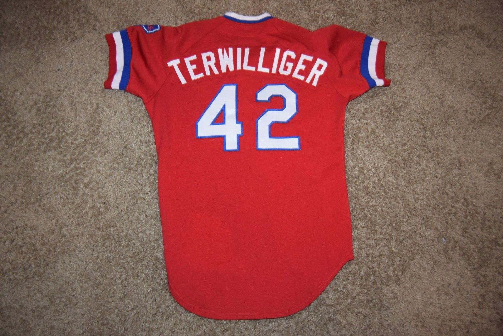 Vtg 1984 Wilson TEXAS RANGERS Wayne Terwilliger Red Game worn used jersey #42