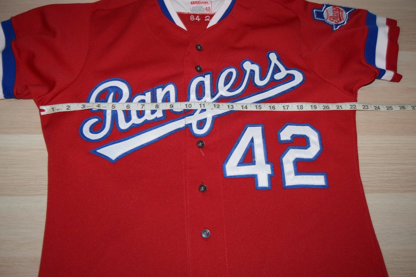 Vtg 1984 Wilson TEXAS RANGERS Wayne Terwilliger Red Game worn used jersey #42