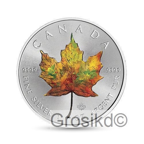 CANADA 2017 $5 MAPLE LEAF 1 Oz SILVER COLOR WITH DISPLAY SLAB