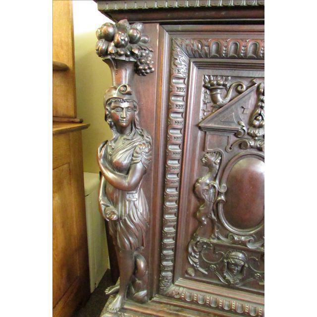 19th Century Carved Figural Renaissance Revival Court Cupboard Cabinet