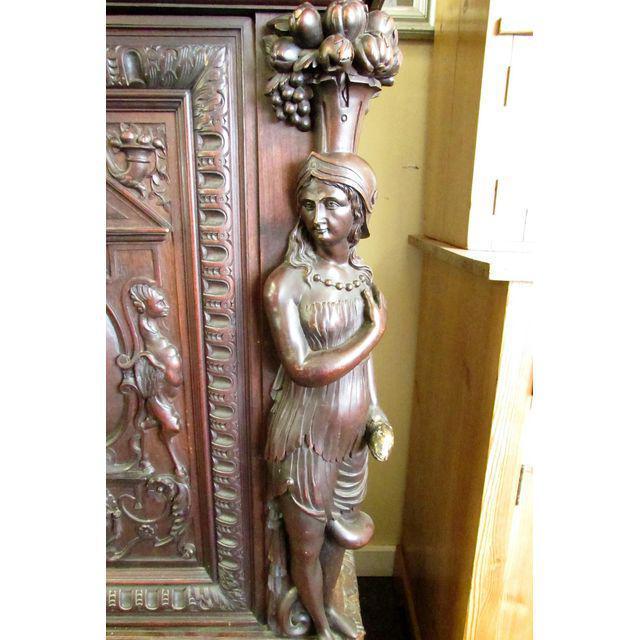 19th Century Carved Figural Renaissance Revival Court Cupboard Cabinet