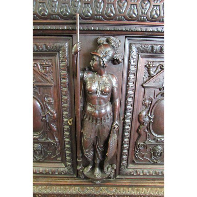 19th Century Carved Figural Renaissance Revival Court Cupboard Cabinet