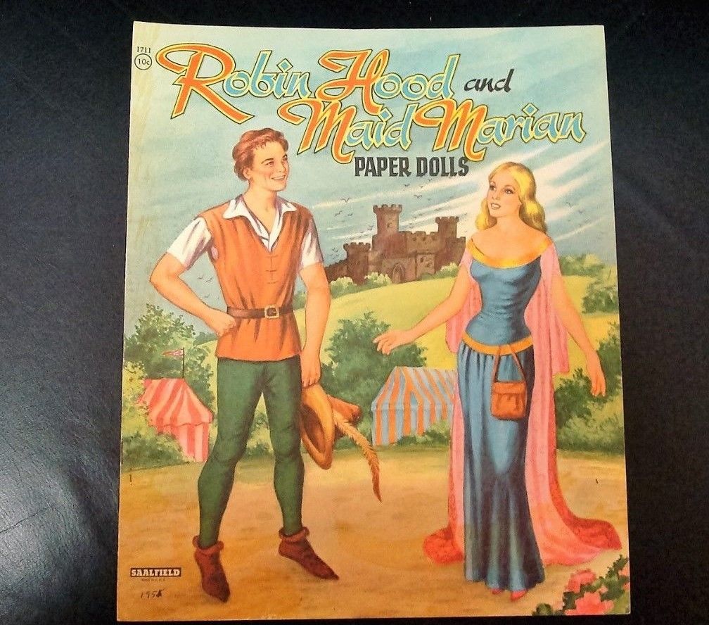   VINTAGE Paper Doll - Robin Hood and Maid Marian - Saalfield 1950's