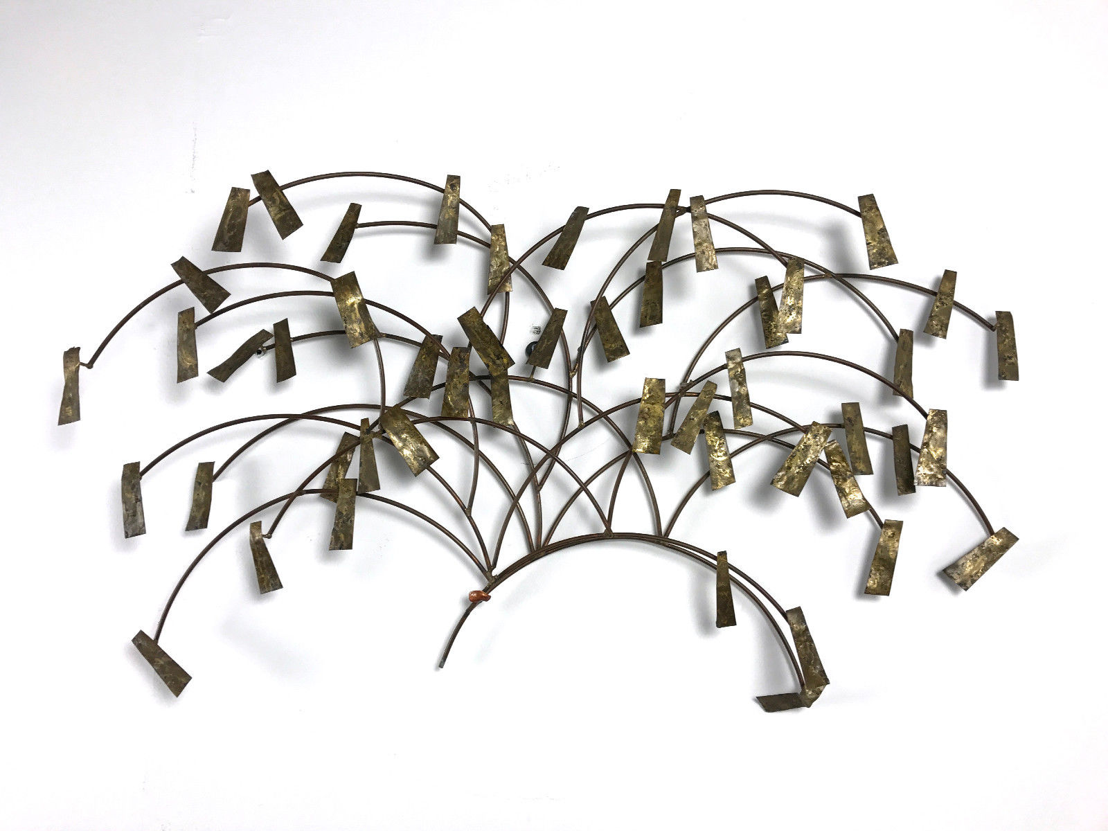 Vintage Brutalist Abstract Brass Tree Wall Sculpture Degroot Mid Century Modern