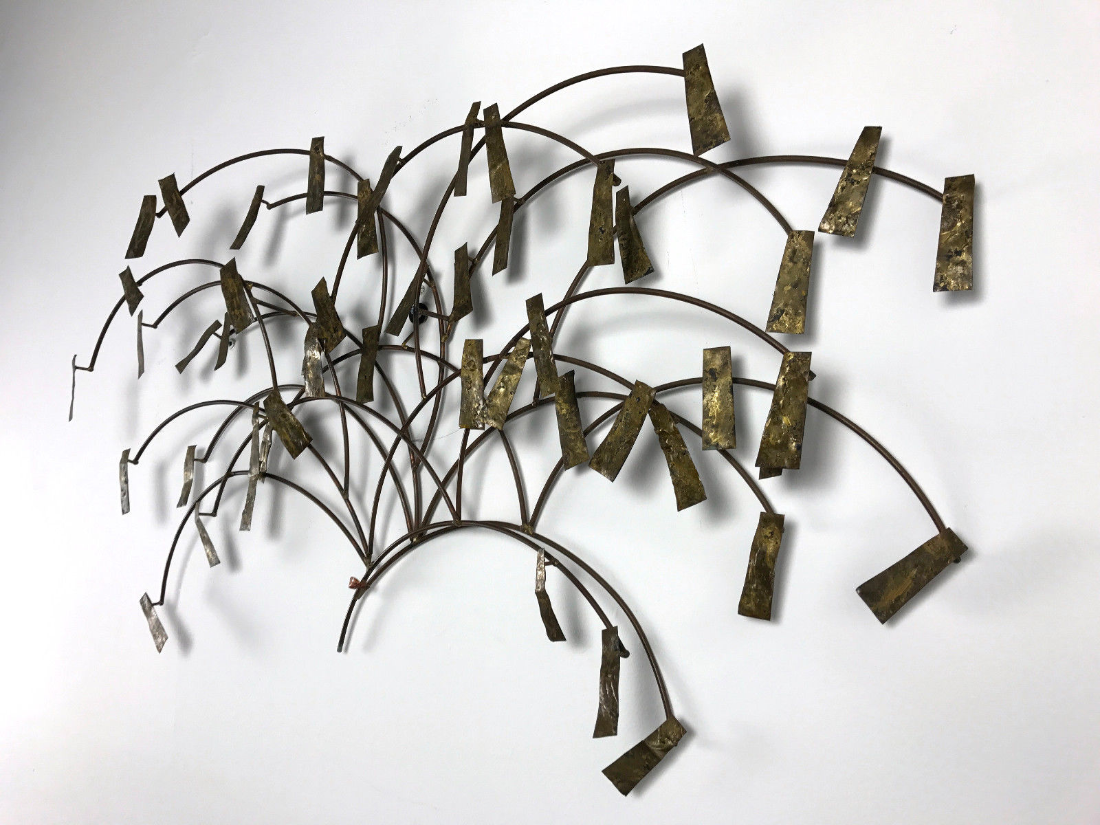 Vintage Brutalist Abstract Brass Tree Wall Sculpture Degroot Mid Century Modern