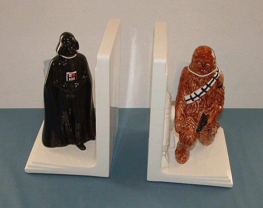 VINTAGE STAR WARS CHEWBACCA / DARTH VADER BOOKENDS WITH BOX - SIGMA - 1980'S